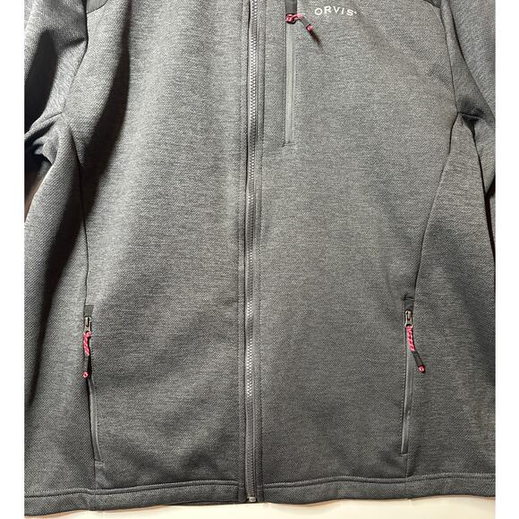 Orvis Bonded Mesh Full Zip Jacket Size L Gray Black Fleece Outdoor Hiking Casual - Picture 3 of 13
